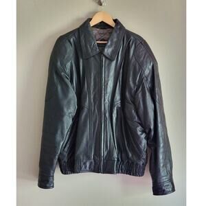 Vtg L.A. Leather Jacket Mens 2XL Big  Motorcycle Bomber Quilted Insulated Liner
